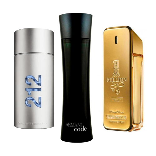 Kombinace 3 parfémů 212 Men NYC, Paco Rabanne One Milion, Armani Code Homme 100ml